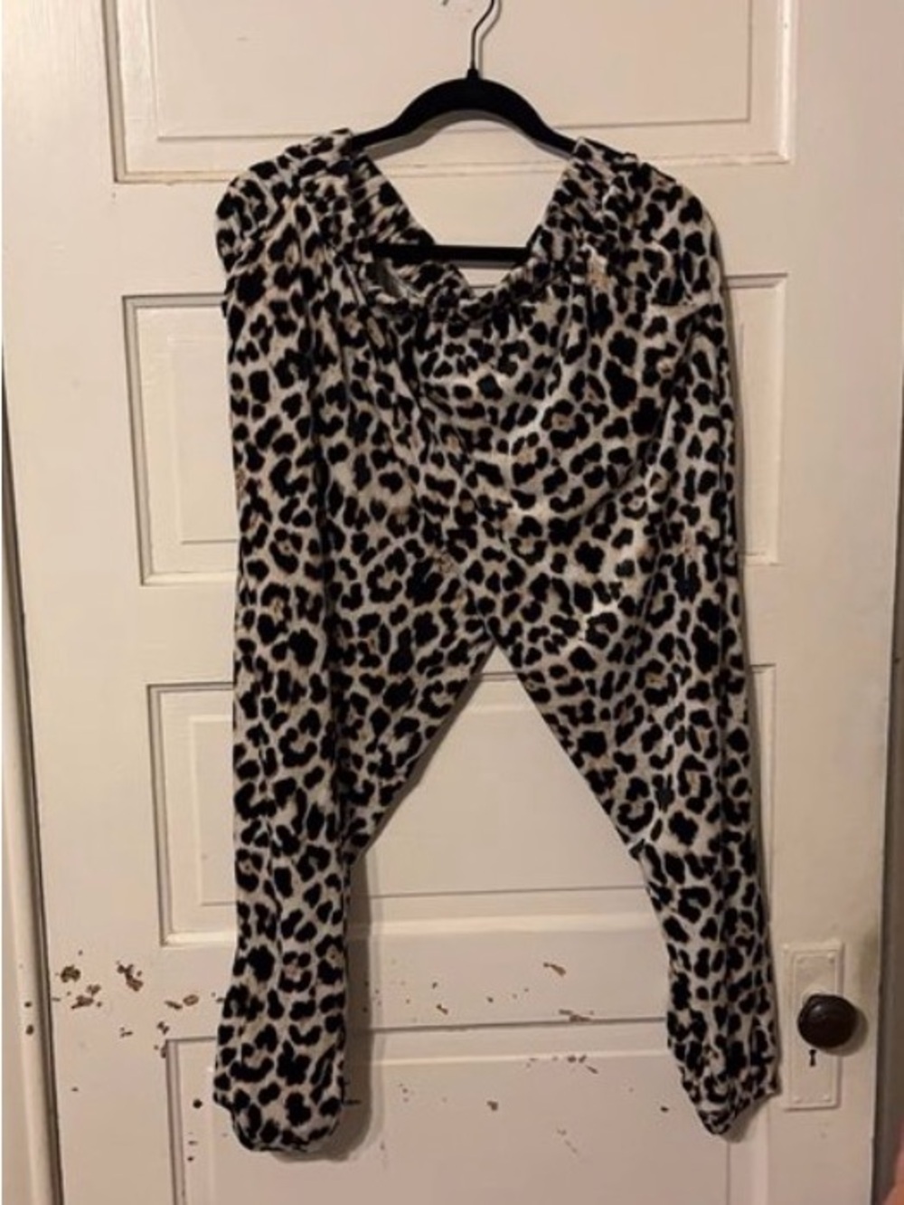 No Boundaries Leopard Print Jogger Pants - Black & Cream